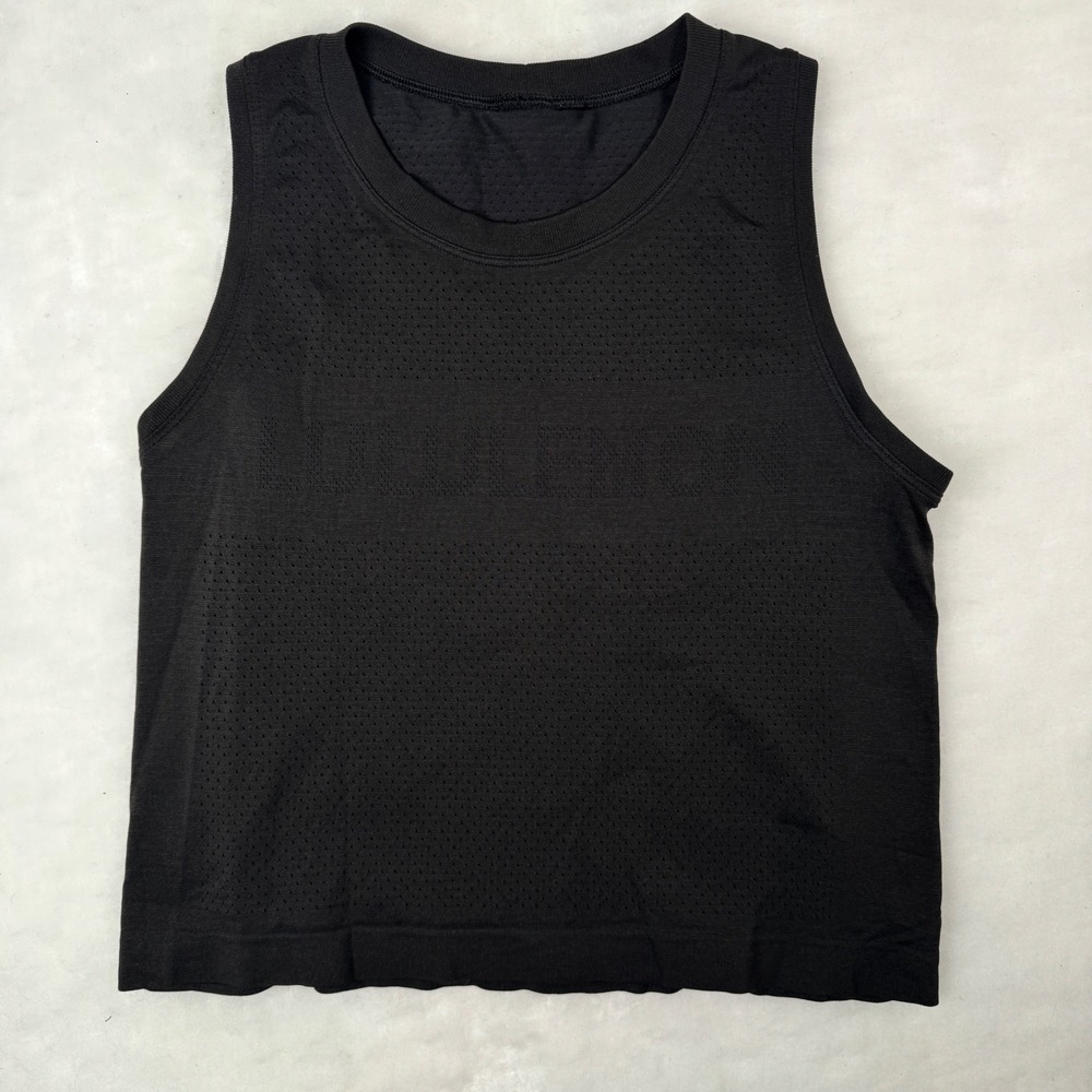Lululemon Women's Mesh Sleeveless Tank Top Black Small Athletic Fit Activewear